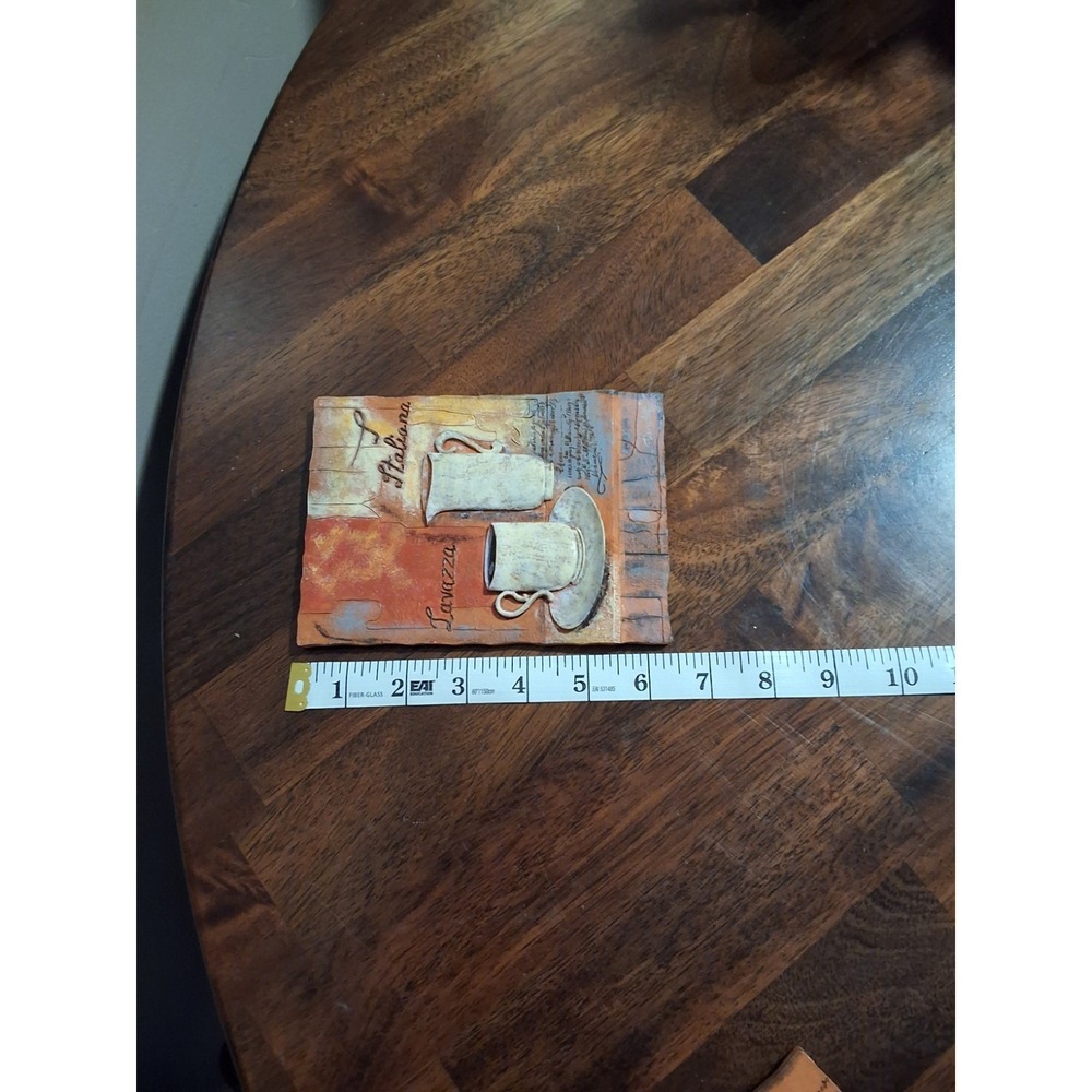 Vintage Set Of 3D Resin Coffee Wall Art & Metal "Coffee Cup" Holder For Pods - Picture 3 of 12